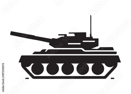 military tank logo silhouette vector, battle tank silhouette vector illustration, army tank silhouette logo vector, powerful military vehicle logo silhouette vector on white background.