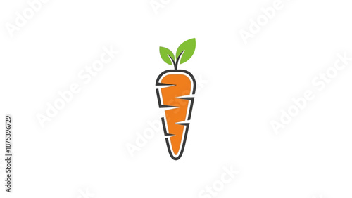 Stylized Carrot Illustration with Green Leaves on Top.