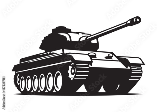 military tank logo silhouette vector, battle tank silhouette vector illustration, army tank silhouette logo vector, powerful military vehicle logo silhouette vector on white background.