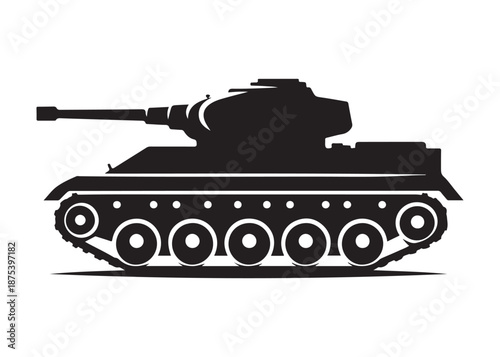 military tank logo silhouette vector, battle tank silhouette vector illustration, army tank silhouette logo vector, powerful military vehicle logo silhouette vector on white background.