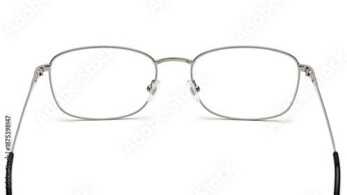 Free Download Modern Silver Metal Eyeglasses Frame with Clear Lenses Isolated on White Background - GFXLoad