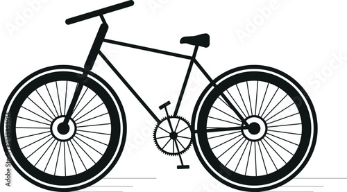 Minimalist Black Bicycle Illustration on White Background