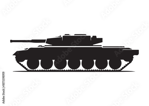military tank logo silhouette vector, battle tank silhouette vector illustration, army tank silhouette logo vector, powerful military vehicle logo silhouette vector on white background.