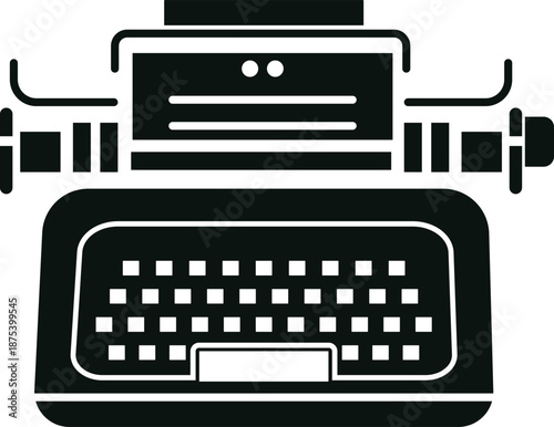 Retro Vintage Manual Typewriter Icon Vector Illustration