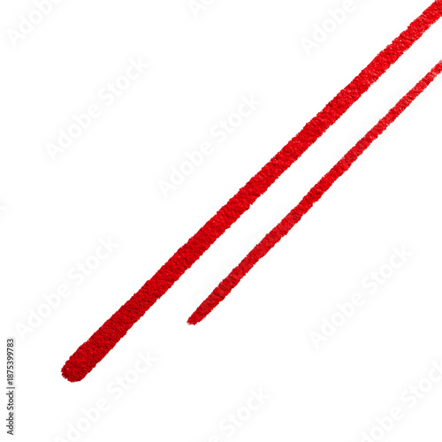 Two textured, parallel red lines slanting down diagonally across a stark black background
