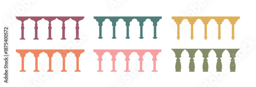 Colorful Islamic mosque gates, Arabic arches. Frames with Arabic Muslim designs for Ramadan Kareem