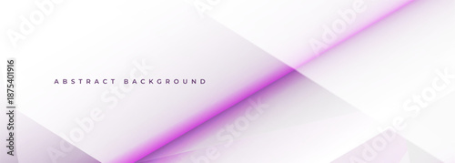 White modern vector abstract background banner with pink line and geometric shapes.