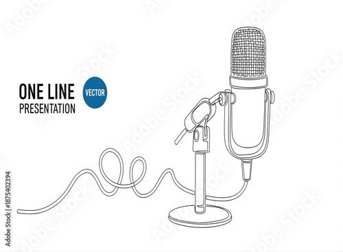 Microphone one line drawing