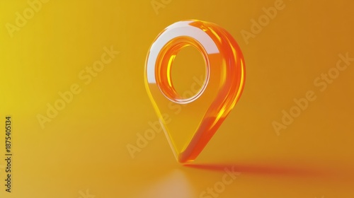 Transparent Orange 3D Map Pin Icon on a Gradient Yellow Background