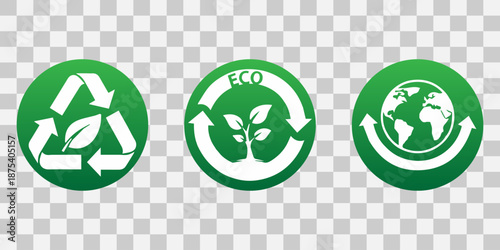 Eco friendly green icons for sustainable living