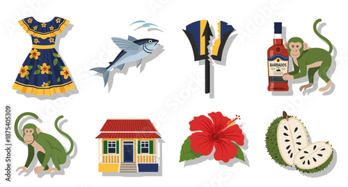 Barbados cultural icons and symbols collection, a vibrant island nation's essence