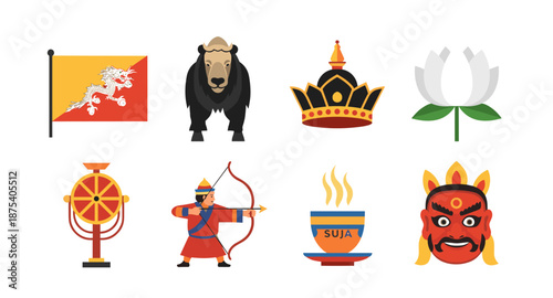 Bhutanese cultural symbols and national emblems collection
