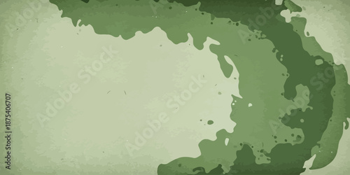 Abstract Vector Background with Organic Green Blobs and Grunge Texture Flowing Shades of Olive and Sage for Copy Space