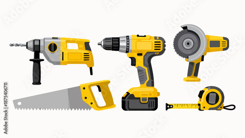 Set of yellow and black power tools