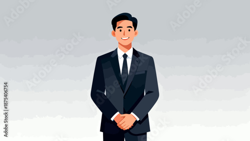 Man in a suit standing with hands clasped