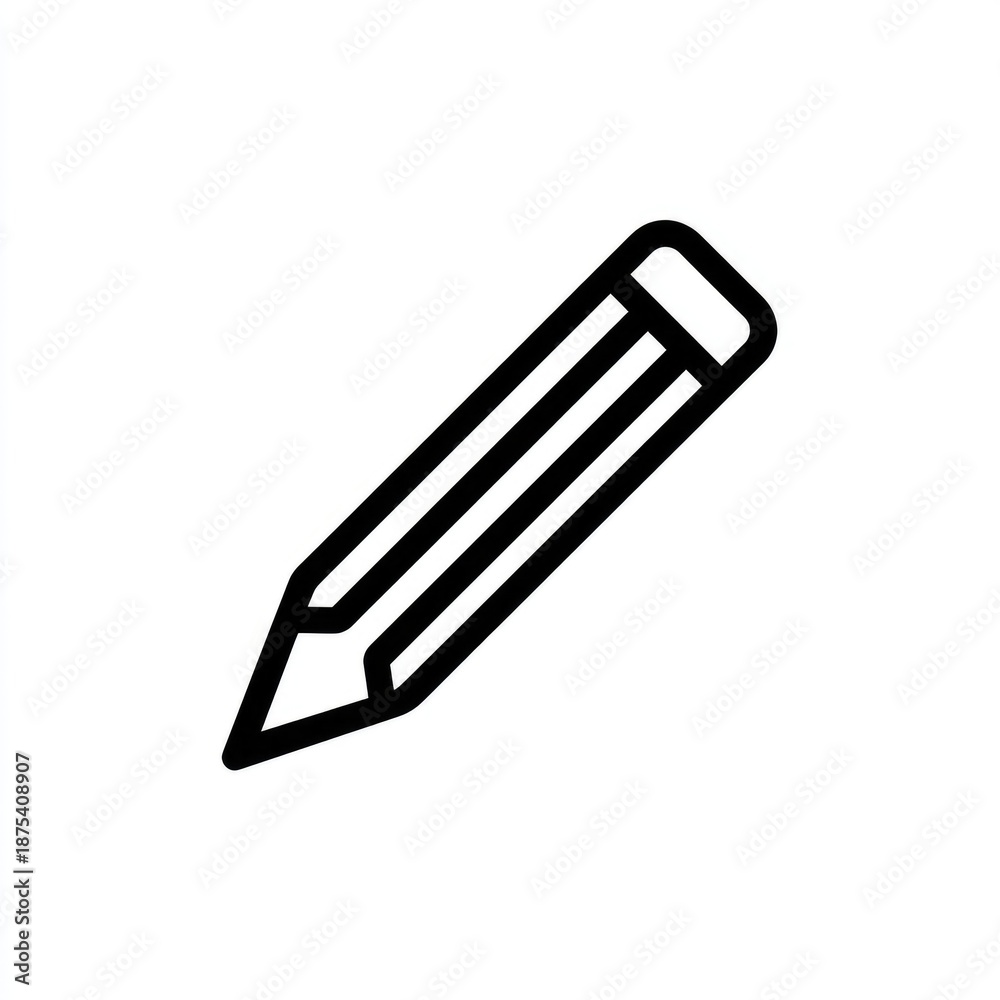 Obraz premium Simple black outline pencil icon (1)