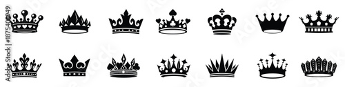  Royal crown symbol collection  Crown icon set. Crown king mega icon set Crown icons set. Crown symbol collection. Vector illustration