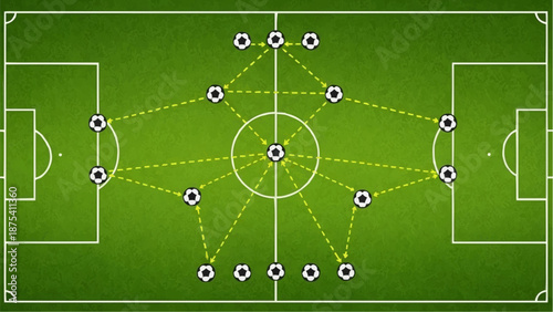 Soccer Passing Strategy Diagram on Football Field
