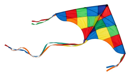Colorful patchwork kite PNG isolated on transparent background, fun outdoor toy for kids and summer activities design element