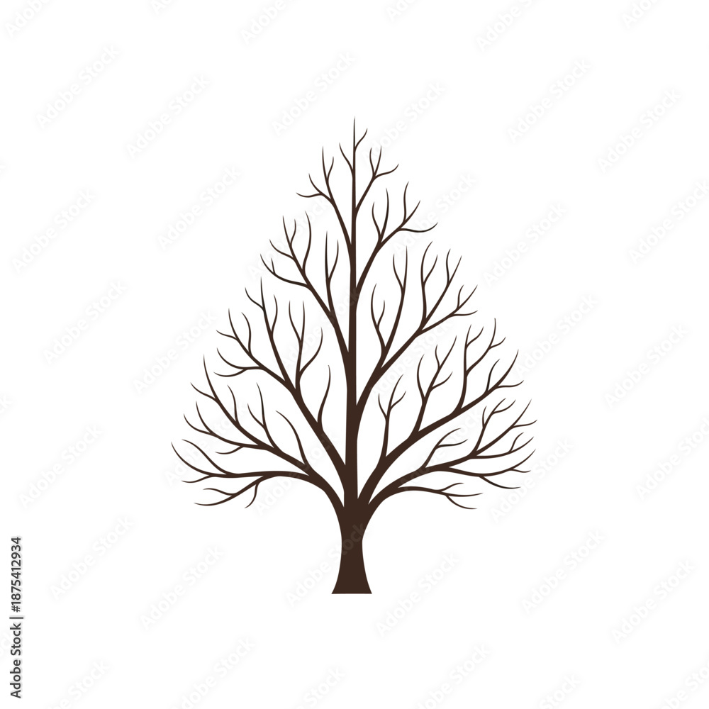 Fototapeta premium Bare Tree Silhouette Vector, Winter Season, No Leaves, Stylized Nature Art