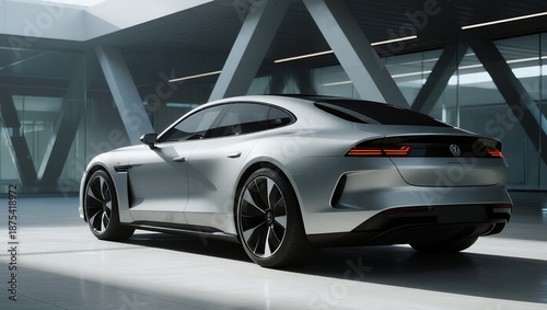 a futuristic luxury electric sedan inspired by modern German minimalism