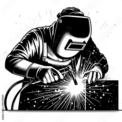 Industrial Welder at Work