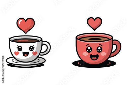 Cup of hot coffee with heart shapes symbolizing love and warmth on a table background