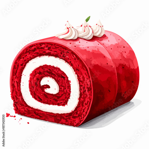 Red Velvet Cake Roll with Cream Filling.