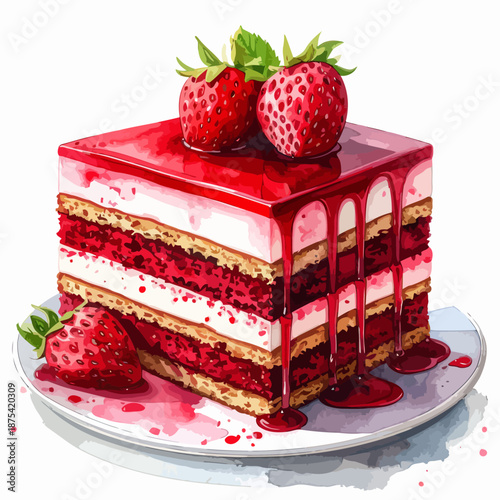 Strawberry Layer Cake with Fresh Strawberries.