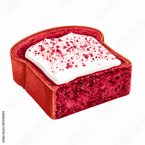 Red Velvet Cake with White Frosting Sprinkles.