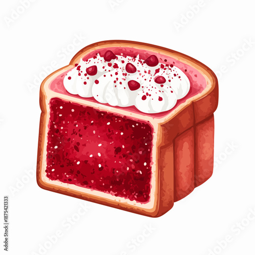 Raspberry Cake Slice with Whipped Cream.