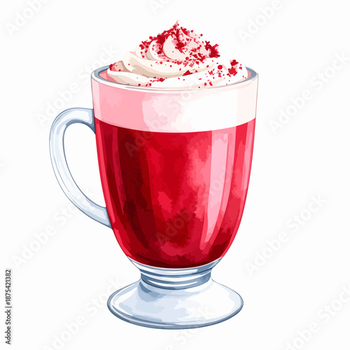 Red Hot Chocolate in Glass Mug.