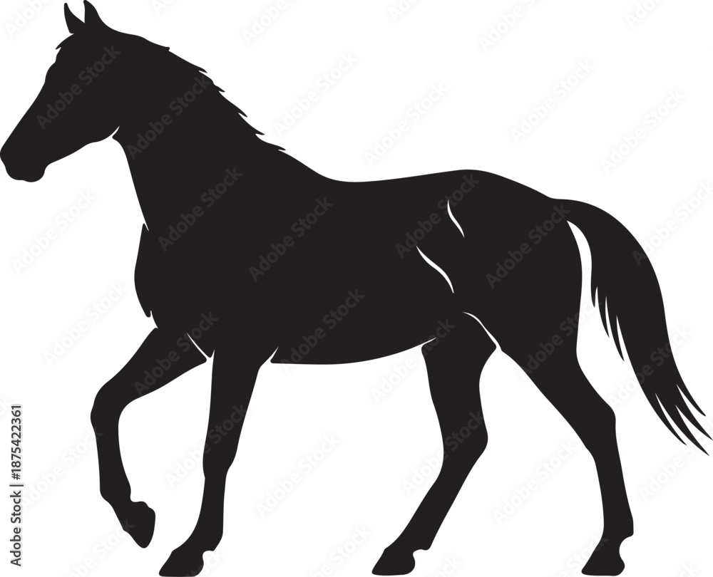 Obraz premium Vector horse silhouette view side for retro logos, emblems, badges, labels template vintage design element. Isolated on white background