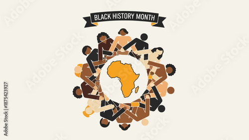 A diverse group of people surround Africa