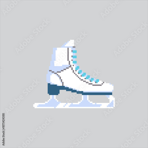 Pixel art illustration Ice Skate. Pixelated Ice Shoes. Ice Skate Shoes Icon pixelated for the pixel art game and icon for website and video game. old school retro.