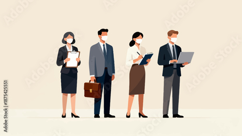 Business professionals in masks