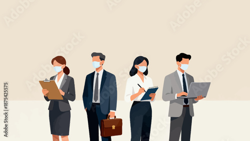Business people wearing masks