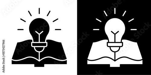 Wisdom Icon Set White Glyph Style Collection