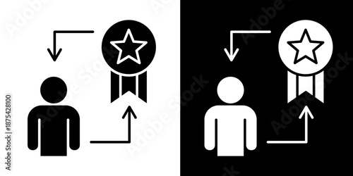 Achievement Badge Icon Set White Glyph Style Collection