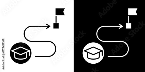 Career Milestones Icon Set White Glyph Style Collection