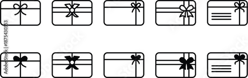 Gift box vector icon set, showing wrapped presents, holiday gifts, and celebration boxes in clean flat vector illustration.