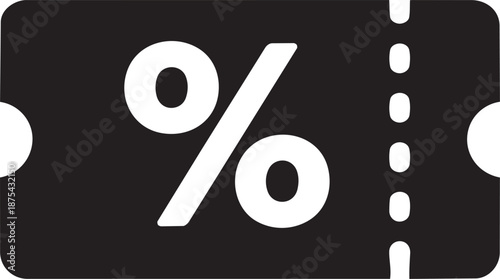 Black and white discount coupon icon percentage sale ticket store promotion vector illustration