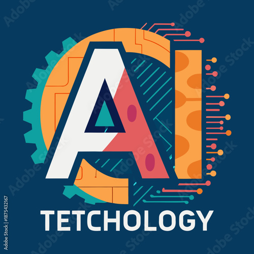 Vibrant AI technology logo with futuristic design elements