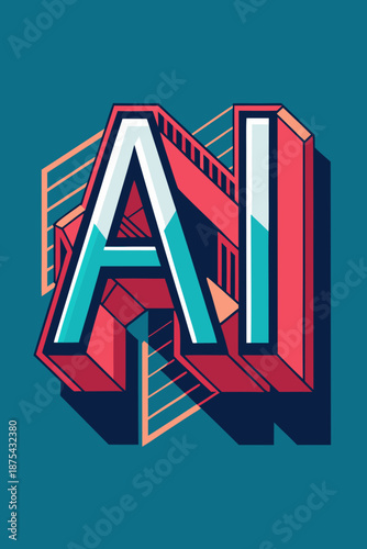 Stunning 3D AI logo with futuristic design elements and vibrant colors