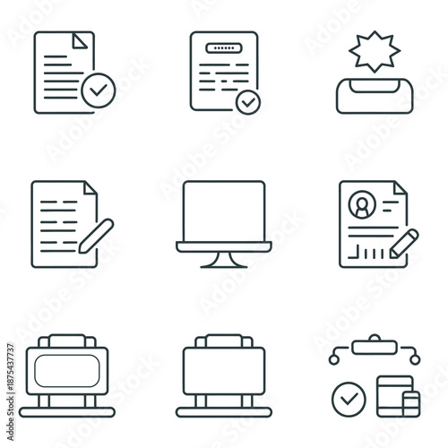 Professional Office Administration and Document Management Icons