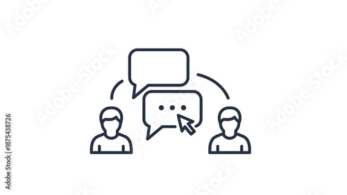 Communication concept: two people talking via speech bubbles, digital interaction icon