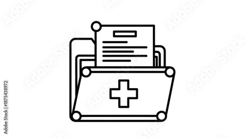 Medical Folder Icon with Plus Sign and Document - Healthcare Records Concept