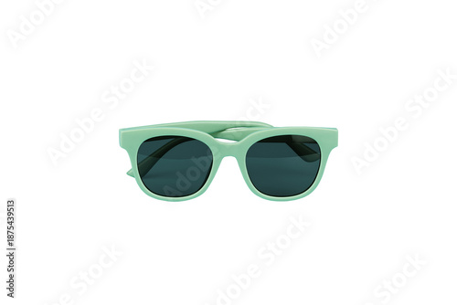 Olive green modern plastic sunglasses isolated on transparent background. Png file