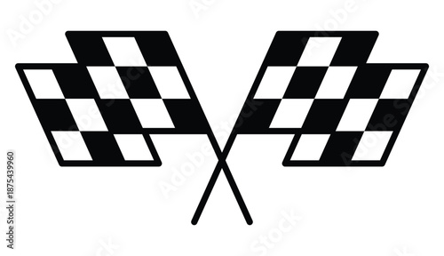 Angled crossed checkered racing flags, modern motorsport finish symbol for speed competition graphics, racing posters and branding design