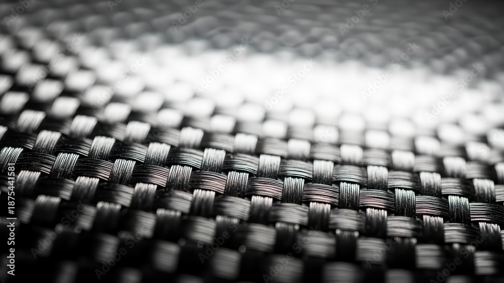 Obraz premium Intricate Close-Up of Textured Woven Material Surface in Monochrome